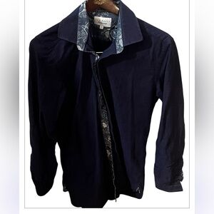 Ted Baker Endurance Flip Cuff Navy  Floral with Patterned Collar Shirt Sz S Men
